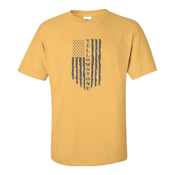 Yellowstone with American Flag - Yellowstone Fan T-shirt - Rip T-shirt - Dutton Ranch - Yellowstone Ranch T-shirt - American Flag T-shirt